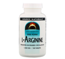 Source Naturals, L-аргинин, Свободная форма, 1000 мг, 100 таблеток