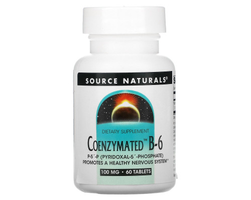 Source Naturals, Коферментный B-6, 100 мг, 60 таблеток Source Naturals, Коферментный B-6, 100 мг, 60 таблеток