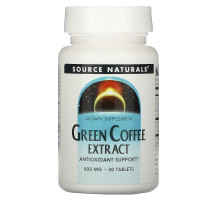 Source Naturals, Экстракт зелёного кофе, 500 мг, 30 таблеток