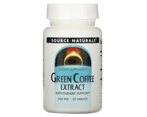 Source Naturals, Экстракт зелёного кофе, 500 мг, 30 таблеток Source Naturals, Экстракт зелёного кофе, 500 мг, 30 таблеток