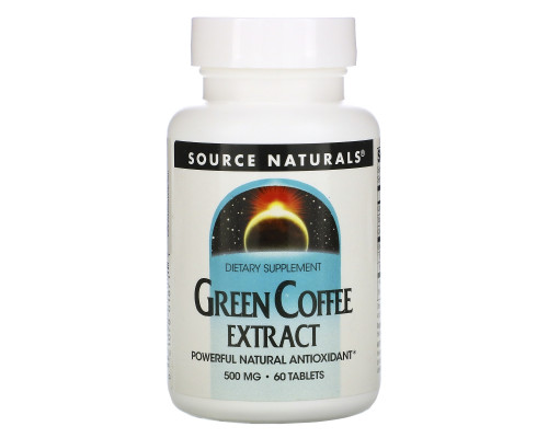Source Naturals, Экстракт зеленого кофе, 500 мг, 60 таблеток Source Naturals, Экстракт зеленого кофе, 500 мг, 60 таблеток