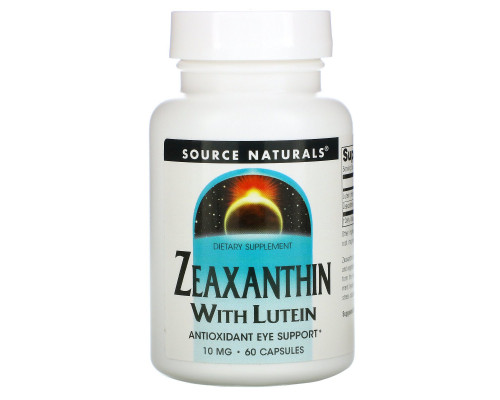 Source Naturals, Зеаксантин с лютеином, 10 мг, 60 капсул Source Naturals, Зеаксантин с лютеином, 10 мг, 60 капсул