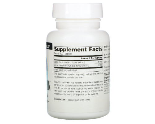 Source Naturals, Зеаксантин с лютеином, 10 мг, 60 капсул Source Naturals, Зеаксантин с лютеином, 10 мг, 60 капсул
