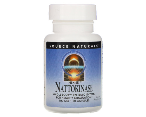 Source Naturals, NSK-SD, наттокиназа, 100 мг, 30 капсул Source Naturals, NSK-SD, наттокиназа, 100 мг, 30 капсул