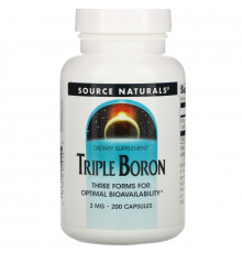 Source Naturals, Тройной бор, 3 мг, 200 капсул
