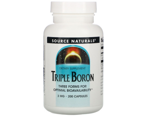 Source Naturals, Тройной бор, 3 мг, 200 капсул Source Naturals, Тройной бор, 3 мг, 200 капсул
