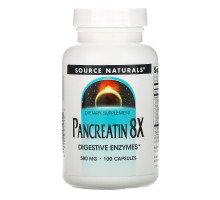 Source Naturals, Панкреатин 8X, 500 мг, 100 капсул