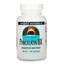 Source Naturals, Панкреатин 8X, 500 мг, 100 капсул
