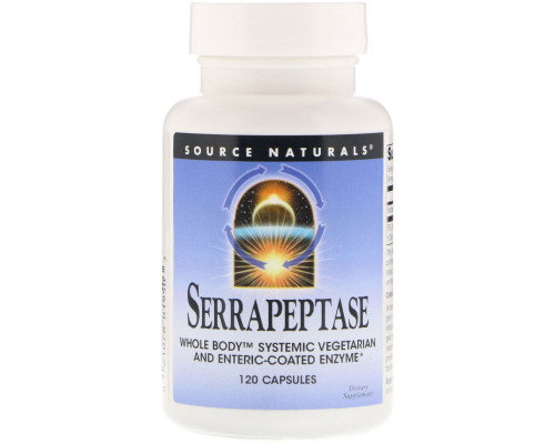 Source Naturals, Серрапептазы 120 капсул Source Naturals, Серрапептазы 120 капсул