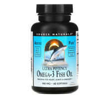 Source Naturals, Чистый, арктический рыбий жир с Омега-3, Эффективное действие, 850 мг, 60 желатиновых капсул