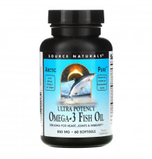 Source Naturals, Чистый, арктический рыбий жир с Омега-3, Эффективное действие, 850 мг, 60 желатиновых капсул