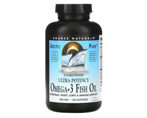 Source Naturals, Arctic Pure, рыбий жир omega-3, высокоактивный, 850 мг, 120 капсул Source Naturals, Arctic Pure, рыбий жир omega-3, высокоактивный, 850 мг, 120 капсул