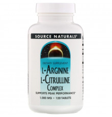 Source Naturals, Комплекс L-аргинина и L-цитруллина, 1000 мг, 120 таблеток