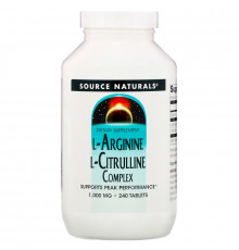 Source Naturals, Комплекс L-аргинина L-цитруллина, 1000 мг, 240 таблеток