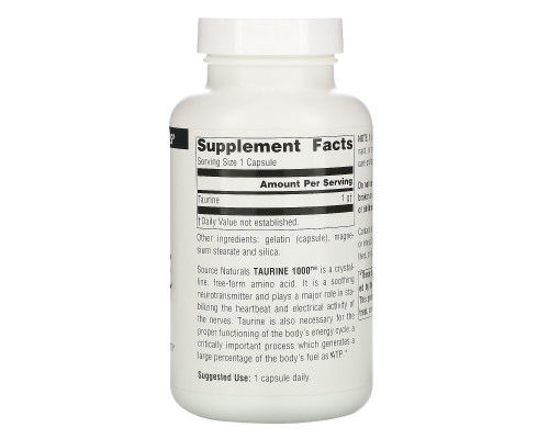 Source Naturals, Taurine 1000, 1,000 мг, 120 капсул Source Naturals, Taurine 1000, 1,000 мг, 120 капсул