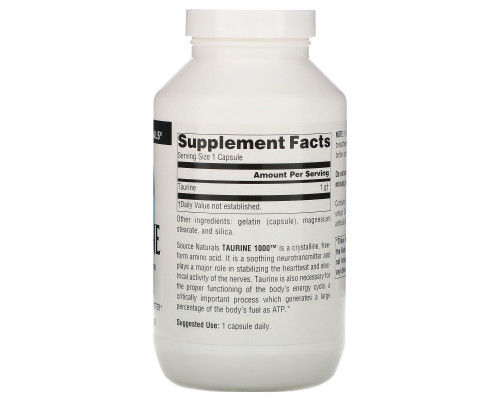 Source Naturals, Таурин 1000, 1000 мг, 240 капсул Source Naturals, Таурин 1000, 1000 мг, 240 капсул