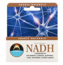 Source Naturals, NADH, Коэнзим В-3, 5 мг, 30 таблеток