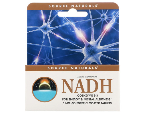 Source Naturals, NADH, Коэнзим В-3, 5 мг, 30 таблеток Source Naturals, NADH, Коэнзим В-3, 5 мг, 30 таблеток