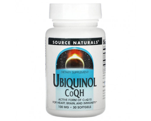 Коэнзим Q10 Source Naturals, Убихинол, коэнзим QH, 100 мг, 30 мягких таблеток Коэнзим Q10 Source Naturals, Убихинол, коэнзим QH, 100 мг, 30 мягких таблеток