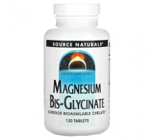 Магний Source Naturals, Бис-глицинат магния, 120 таблеток