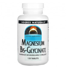 Магний Source Naturals, Бис-глицинат магния, 120 таблеток