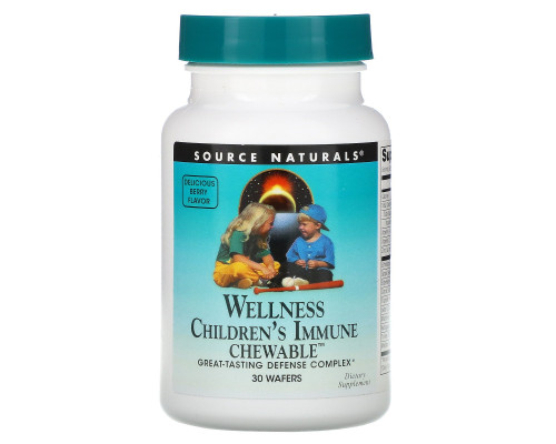 Source Naturals, Wellness, Детские Жевательные Витамины для Имунной Системы 30 конфет Source Naturals, Wellness, Детские Жевательные Витамины для Имунной Системы 30 конфет
