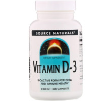 Source Naturals, Витамин D-3, 2000 МЕ, 200 капсул