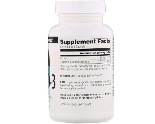 Source Naturals, Витамин D-3, 2000 МЕ, 200 капсул Source Naturals, Витамин D-3, 2000 МЕ, 200 капсул