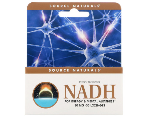 Source Naturals, НАДН, 20 мг, 30 подъязычных таблеток Source Naturals, НАДН, 20 мг, 30 подъязычных таблеток