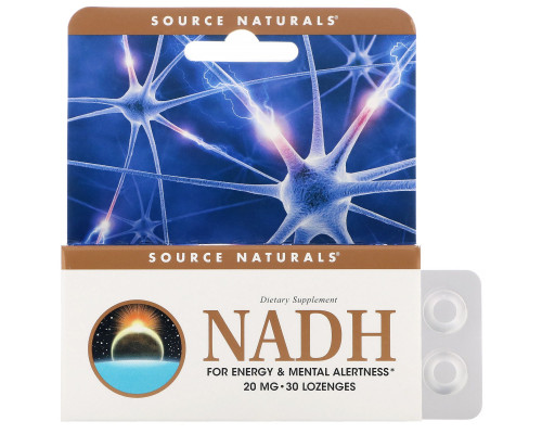 Source Naturals, НАДН, 20 мг, 30 подъязычных таблеток Source Naturals, НАДН, 20 мг, 30 подъязычных таблеток