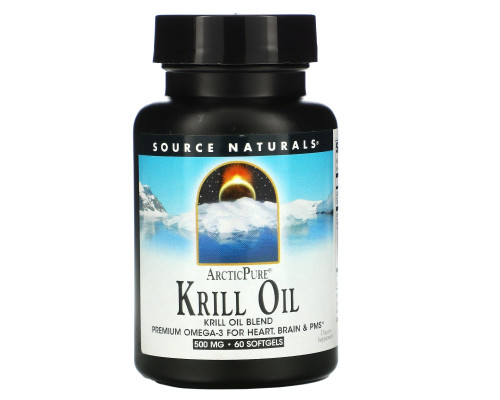 Source Naturals, Arctic Pure, крилевый жир, 500 мг, 60 желатиновых капсул Source Naturals, Arctic Pure, крилевый жир, 500 мг, 60 желатиновых капсул