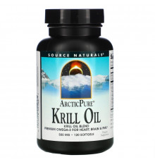 Source Naturals, Arctic Pure, масло криля, 500 мг, 120 желатиновых капсул