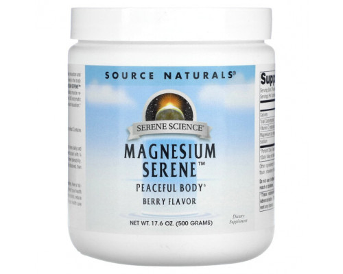 Магний Source Naturals, Magnesium Serene, со вкусом ягод, 17,6 унции (500 г) Магний Source Naturals, Magnesium Serene, со вкусом ягод, 17,6 унции (500 г)