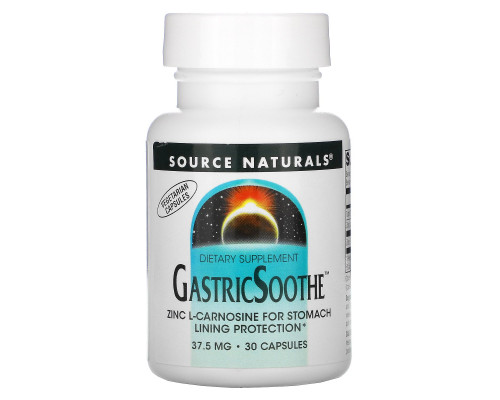 Source Naturals, Успокоение желудочно-кишечного тракта, 37,5 мг, 30 капсул Source Naturals, Успокоение желудочно-кишечного тракта, 37,5 мг, 30 капсул