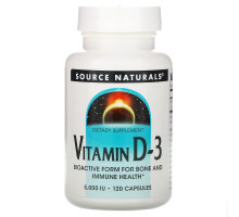 Source Naturals, Витамин D-3, 5,000 МЕ, 120 капсул