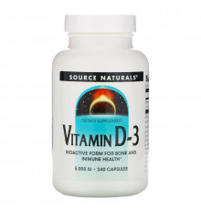 Source Naturals, Витамин D-3, 5000 МЕ, 240 капсул
