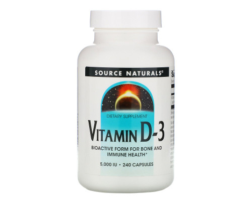 Source Naturals, Витамин D-3, 5000 МЕ, 240 капсул Source Naturals, Витамин D-3, 5000 МЕ, 240 капсул