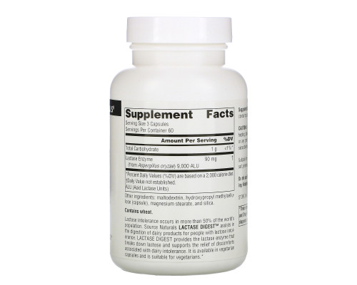 Source Naturals, Lactase Digest, 180 растительных капсул Source Naturals, Lactase Digest, 180 растительных капсул