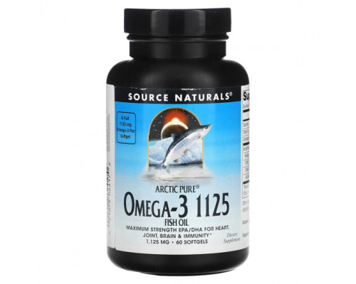 Рыбий жир и Омега 3, 6, 9 Source Naturals, Arctic Pure, Omega-3 Fish Oil, 1,125 mg, 60 Softgels Рыбий жир и Омега 3, 6, 9 Source Naturals, Arctic Pure, Omega-3 Fish Oil, 1,125 mg, 60 Softgels