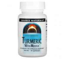 Имбирь и куркума Source Naturals, Куркума с меривой, 500 мг, 30 капсул