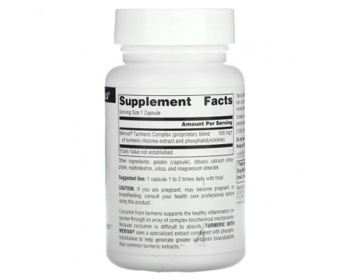 Имбирь и куркума Source Naturals, Куркума с меривой, 500 мг, 30 капсул Имбирь и куркума Source Naturals, Куркума с меривой, 500 мг, 30 капсул