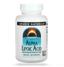 Антиоксиданты Source Naturals, Альфа-липоевая кислота, 600 мг, 60 капсул