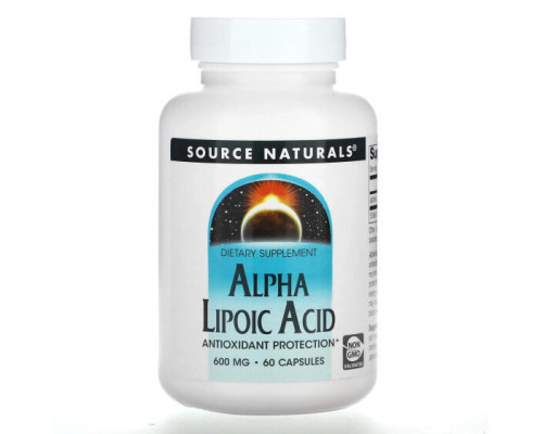 Антиоксиданты Source Naturals, Альфа-липоевая кислота, 600 мг, 60 капсул Антиоксиданты Source Naturals, Альфа-липоевая кислота, 600 мг, 60 капсул