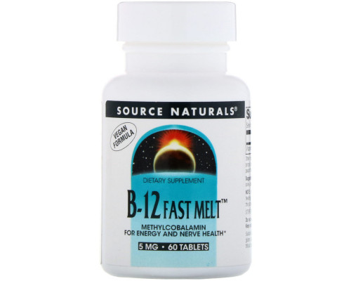 Source Naturals, B-12 Fast Melt, 5 mg, 60 Tablets