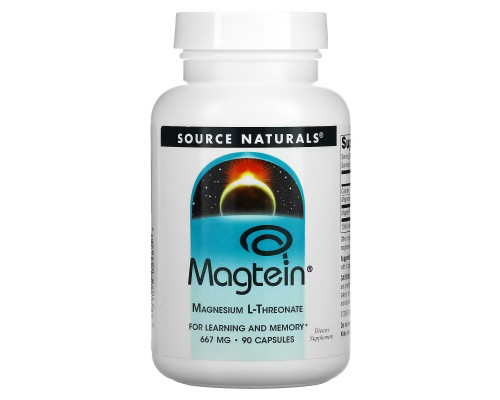 Source Naturals, Magtein, Magnesium L-Threonate, 667 mg, 90 Capsules Source Naturals, Magtein, Magnesium L-Threonate, 667 mg, 90 Capsules