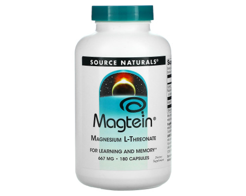 Source Naturals, Magtein, магний L-треонат, 667 мг, 180 капсул Source Naturals, Magtein, магний L-треонат, 667 мг, 180 капсул
