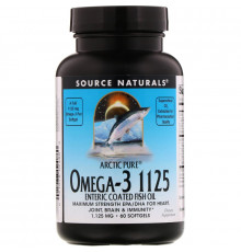 Source Naturals, Арктический чистый рыбий жир с Омега-3 1125, покрытый кишечнорастворимой оболочкой, 1,125 мг, 60 гелевых капсул