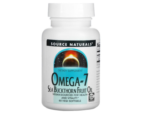Source Naturals, Omega-7, Seabuckthorn Fruit Oil, 60 Vegi Softgels Source Naturals, Omega-7, Seabuckthorn Fruit Oil, 60 Vegi Softgels