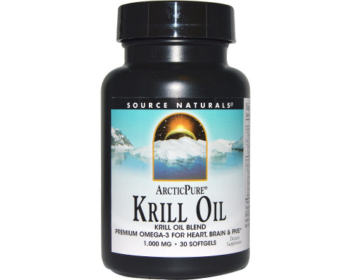Source Naturals, Арктическая чистота, Масло морского криля, 1,000 мг, 30 капсул Source Naturals, Арктическая чистота, Масло морского криля, 1,000 мг, 30 капсул