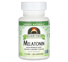 БАДы Source Naturals, Истинно Веган, Мелатонин, Апельсин, 2,5 мг, 60 таблеток